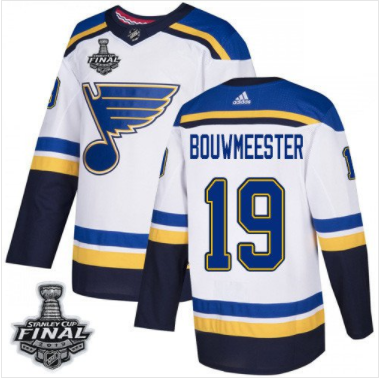 Blues #19 Jay Bouwmeester Weiß 2019 Stanley Cup Final Stitched